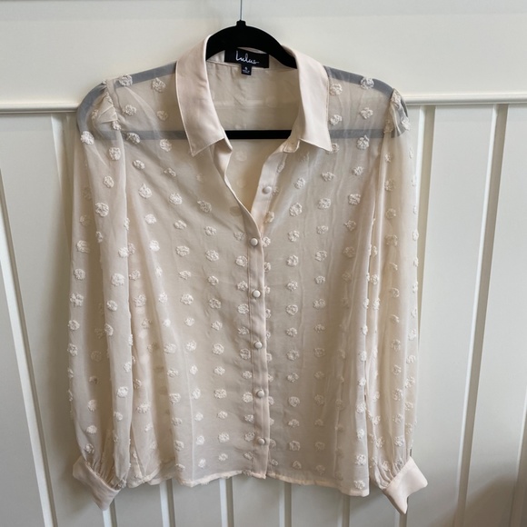 Cream sheer button down - Picture 1 of 2